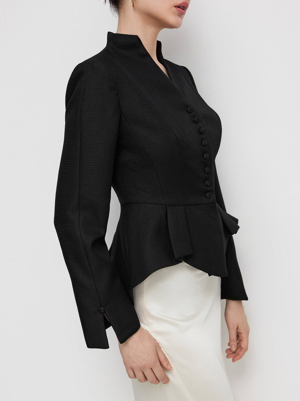 Split Peplum Long Sleeve Jacket | JC78 - view 13