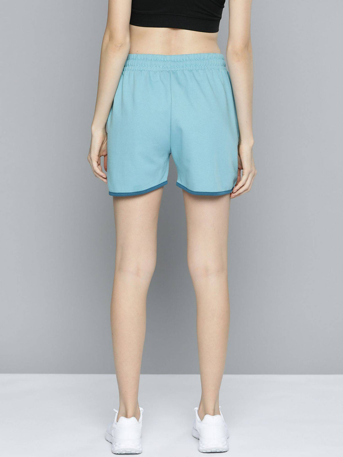Women Blue Solid Knitted Slim Fit Running Sports Shorts - view 3