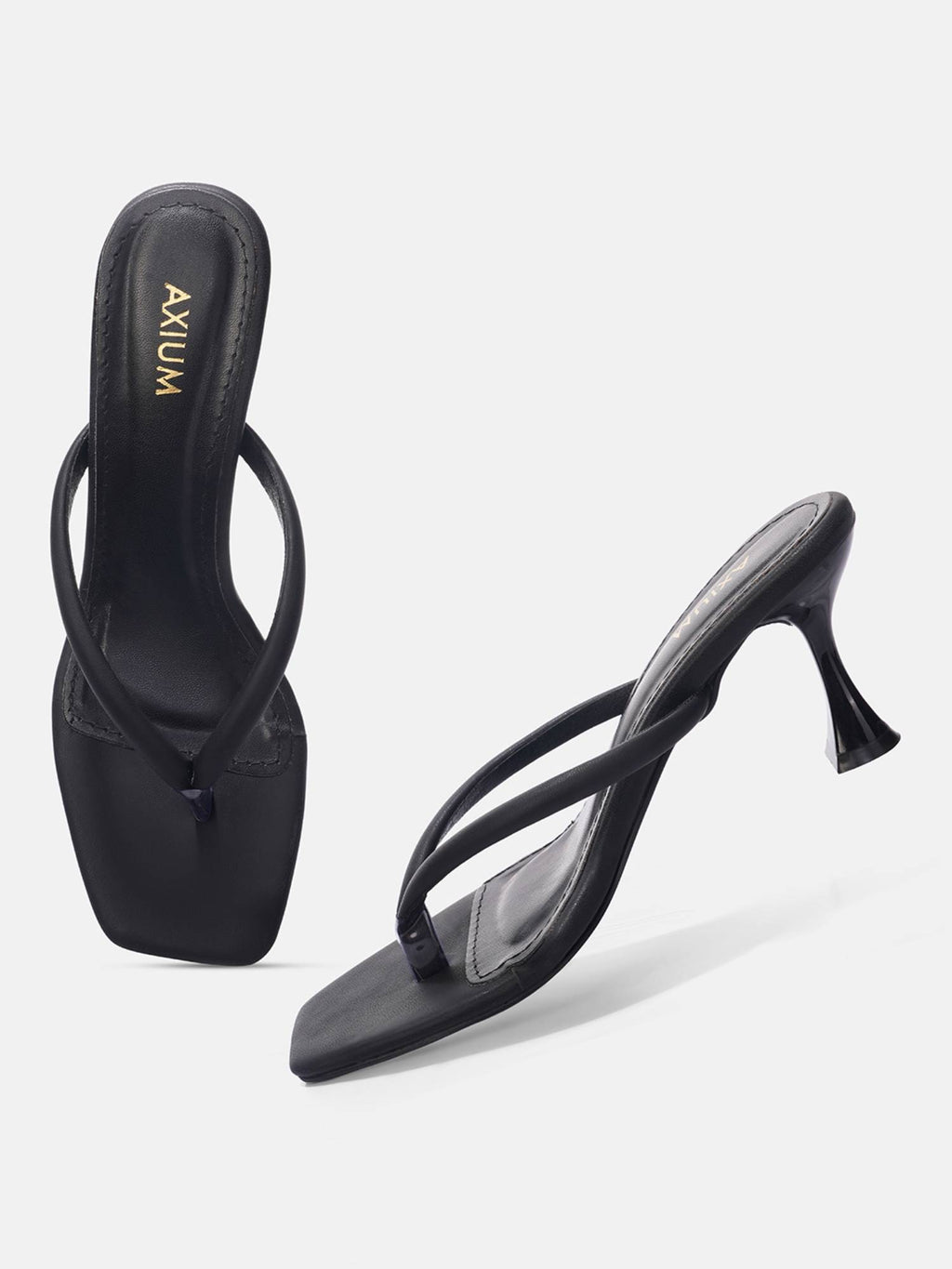 Women's Black V-Strap Heels | H78 - view 3