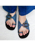 Nadia Solid Denim Flats | F61 - view 1
