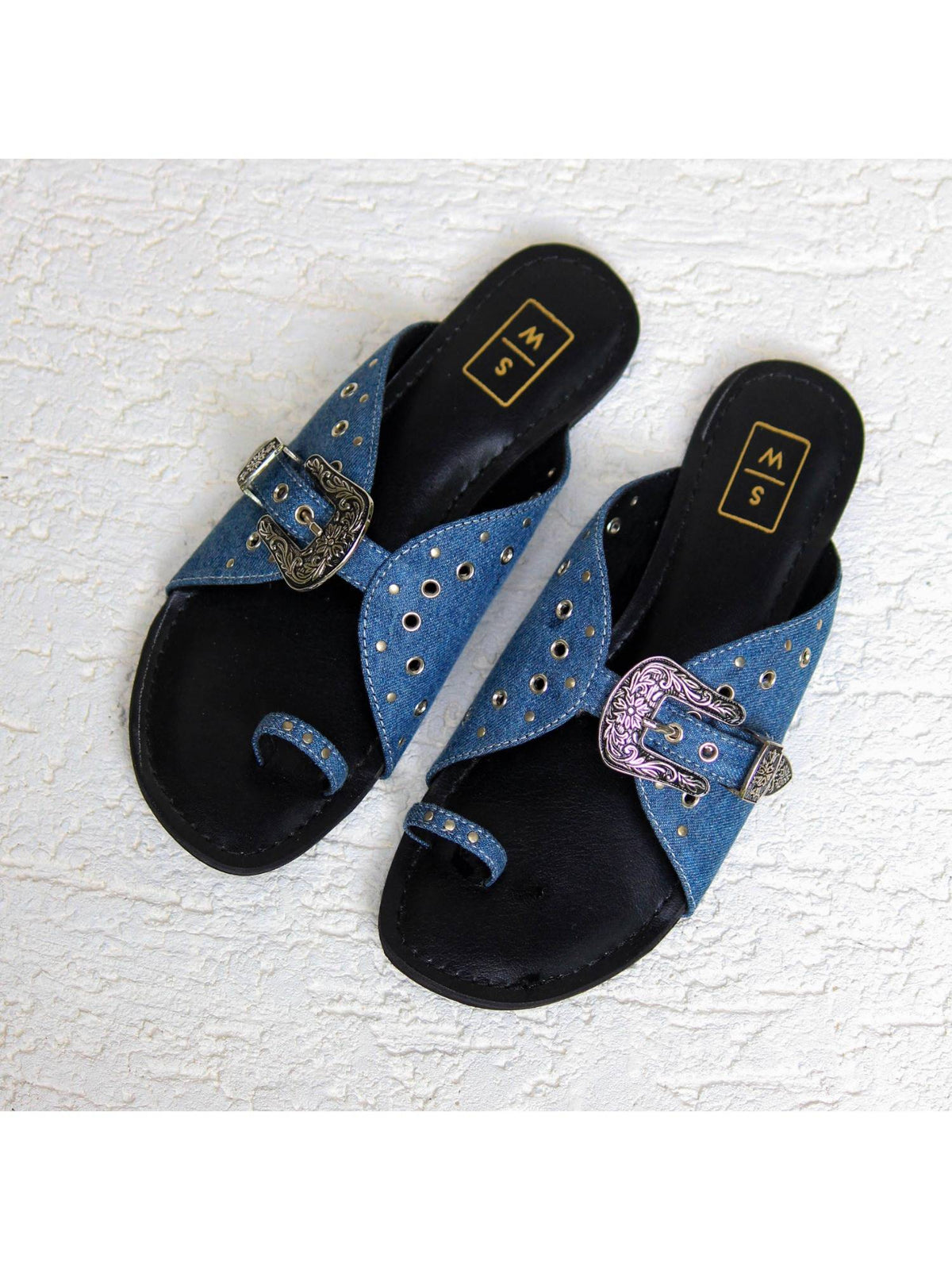 Nadia Solid Denim Flats | F61 - view 2