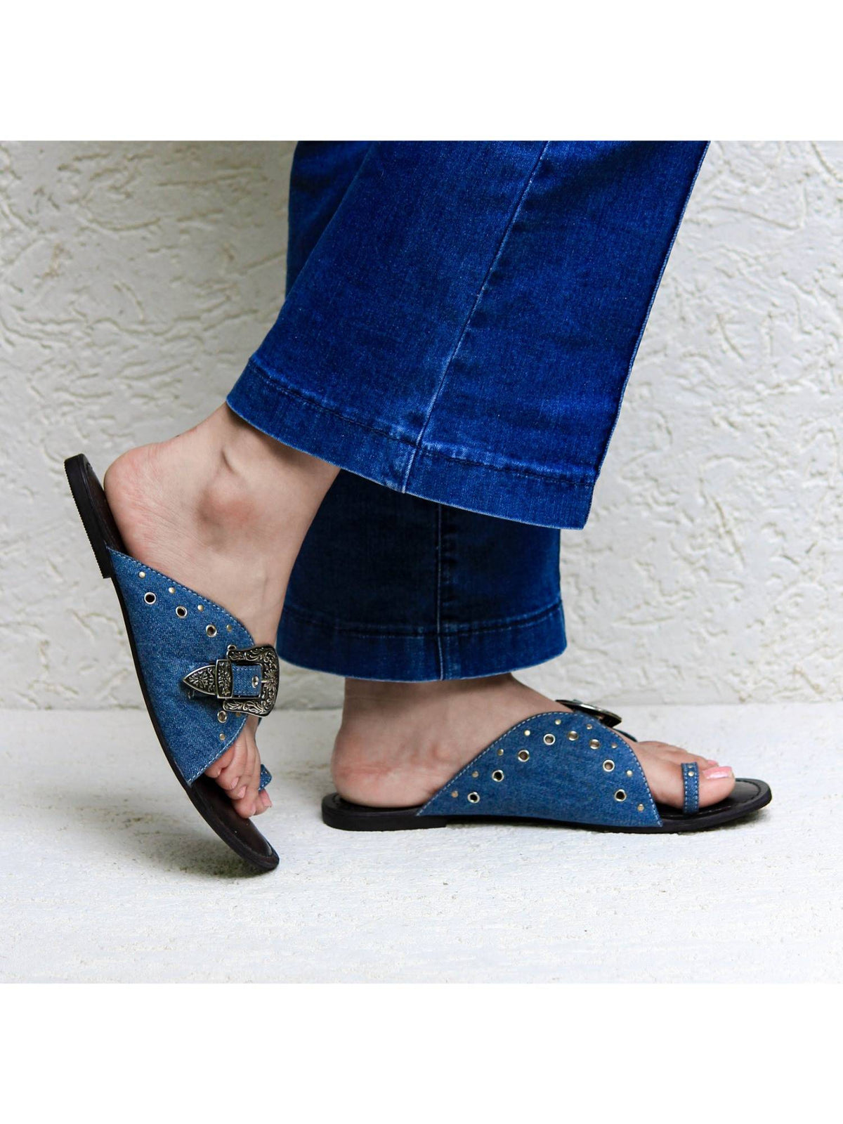 Nadia Solid Denim Flats | F61 - view 3