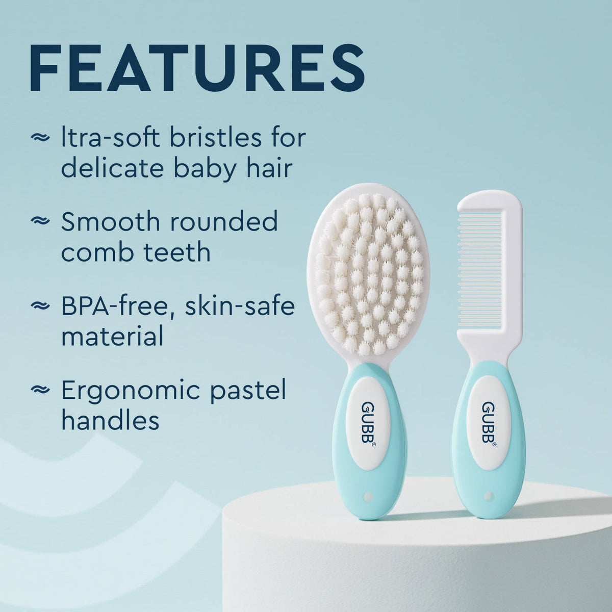 Baby Grooming Kit for New Born Baby (0M+)Baby Comb & Brush Set with Soft Nylon Bristles - Blue | T32 - view 3