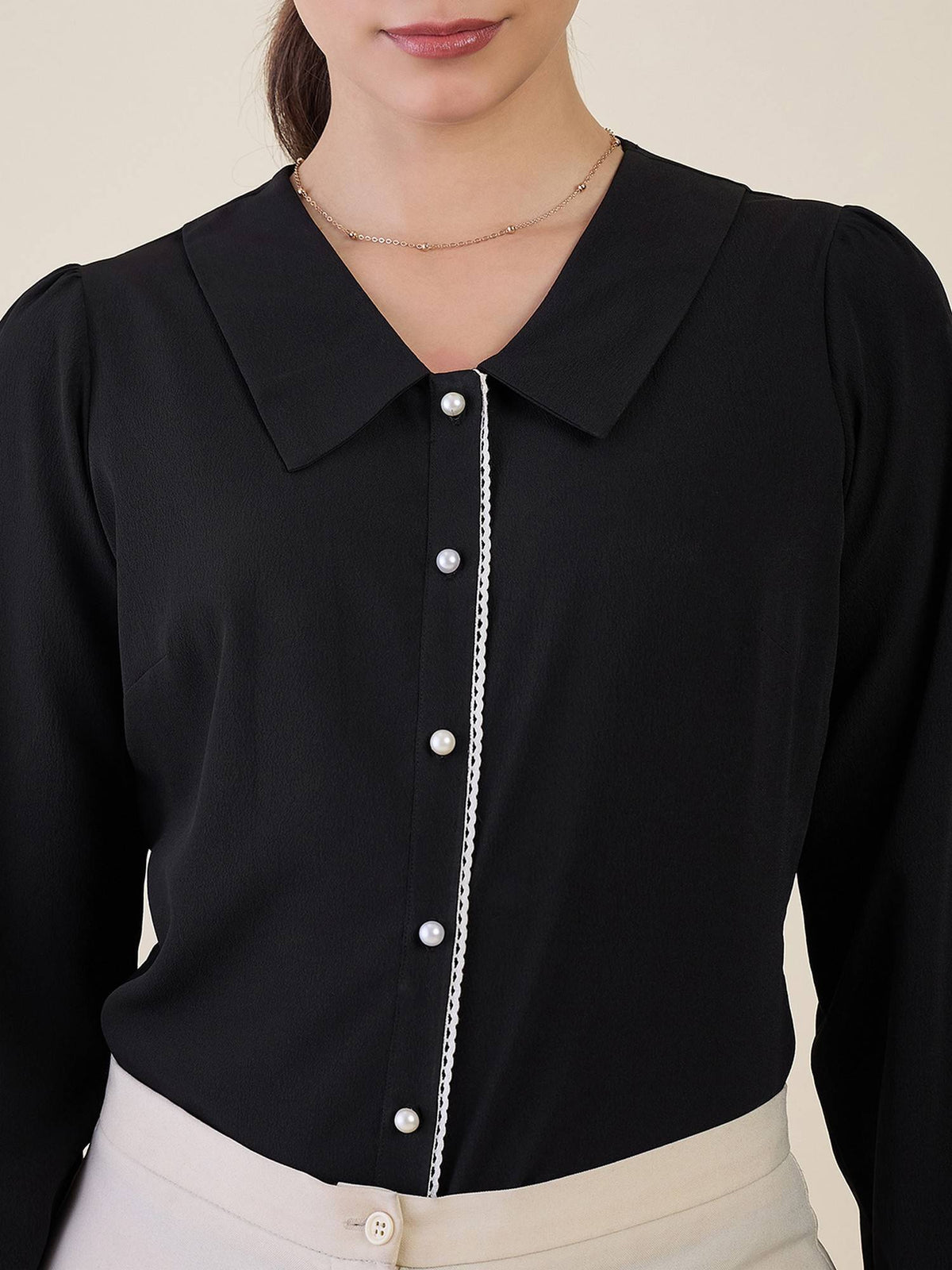 Women Black Polyester Solid Top | S67 - view 5
