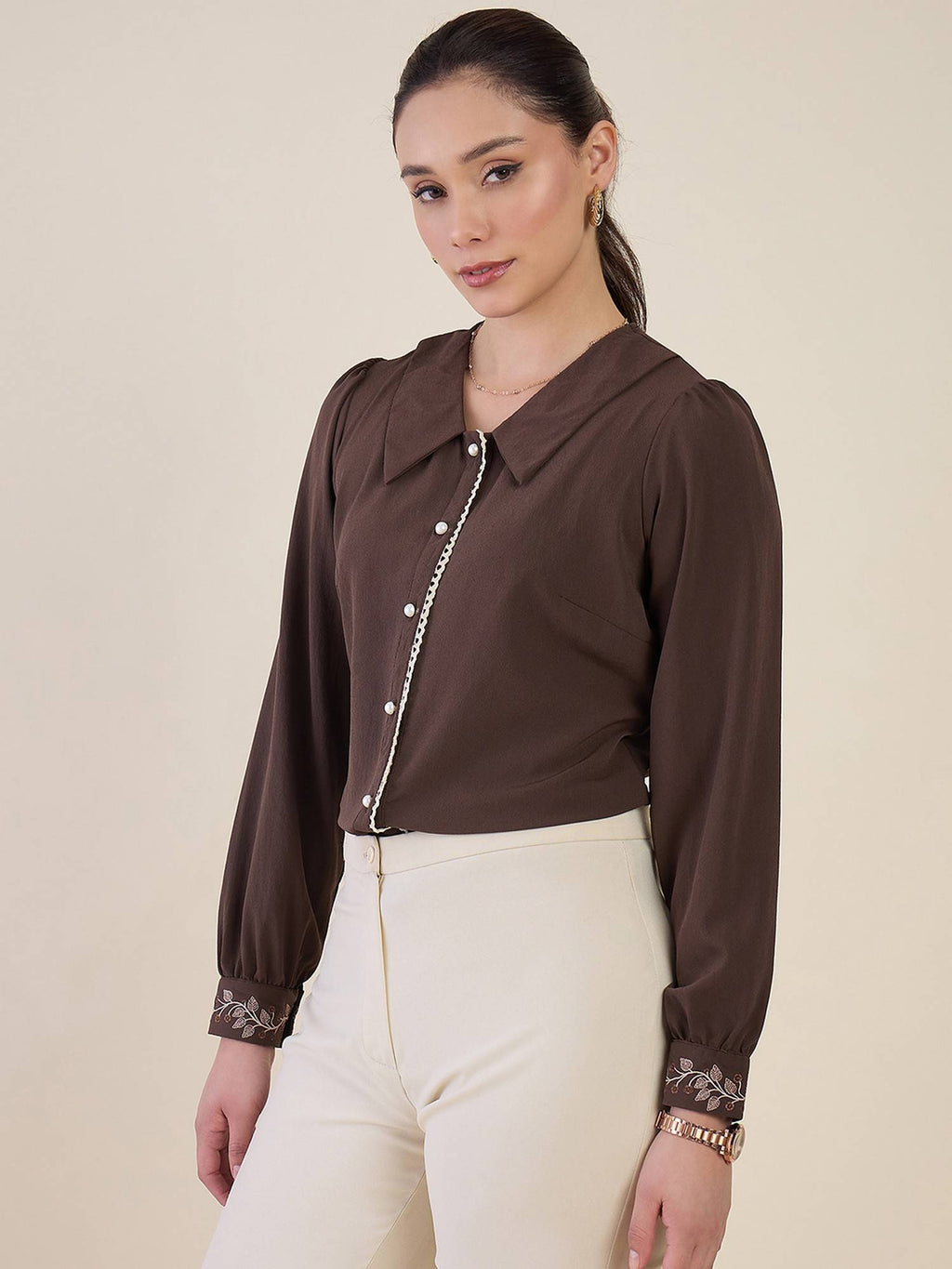 Women Brown Polyester Solid Top | S67 - view 3