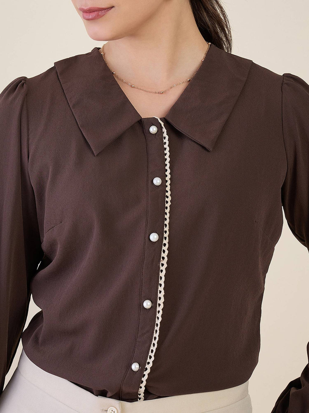 Women Brown Polyester Solid Top | S67 - view 4