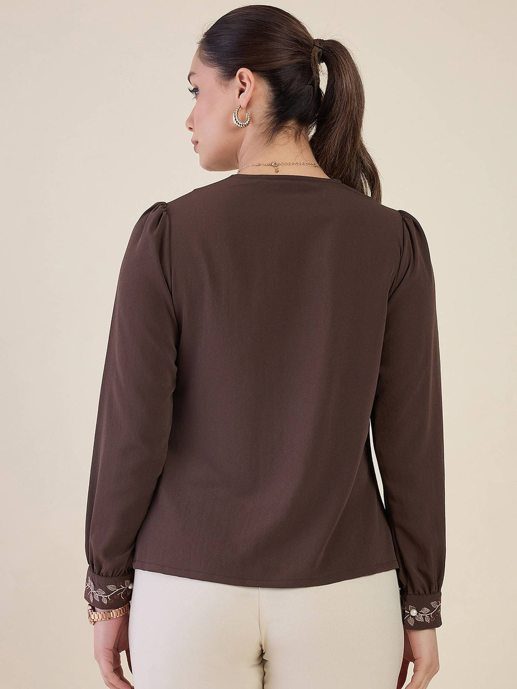 Women Brown Polyester Solid Top | S67 - view 6