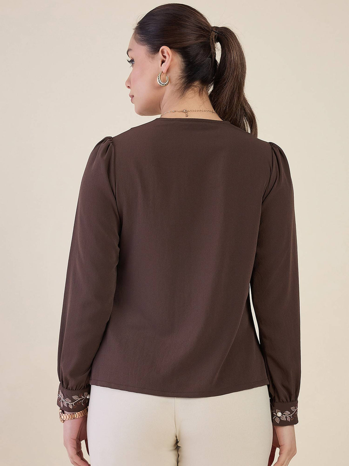 Women Brown Polyester Solid Top | S67 - view 6