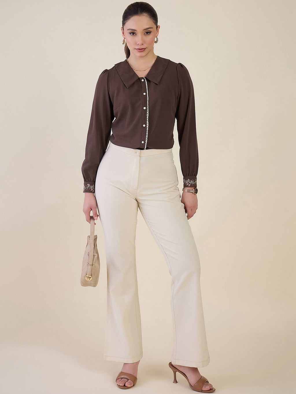 Women Brown Polyester Solid Top | S67 - view 7