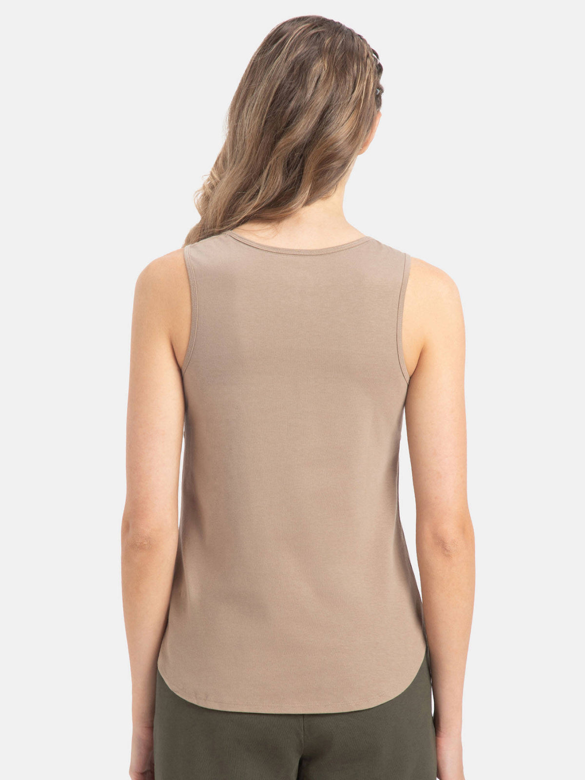 AW77 Women Super Combed Cotton Rich Solid Tank Top - Desert Taupe | TT98 - view 3