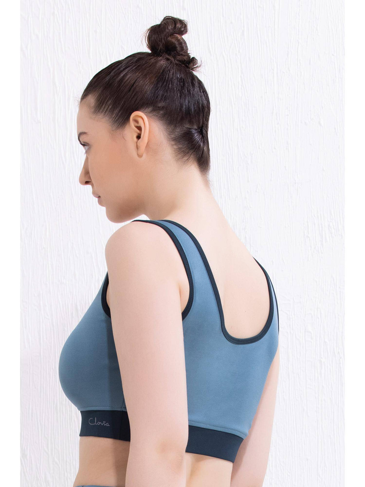 Medium Impact Padded Wirefree Sports Bra - Blue | sb09 - view 4
