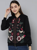 Black Embroidered Bomber Jacket | JC78 - view 1