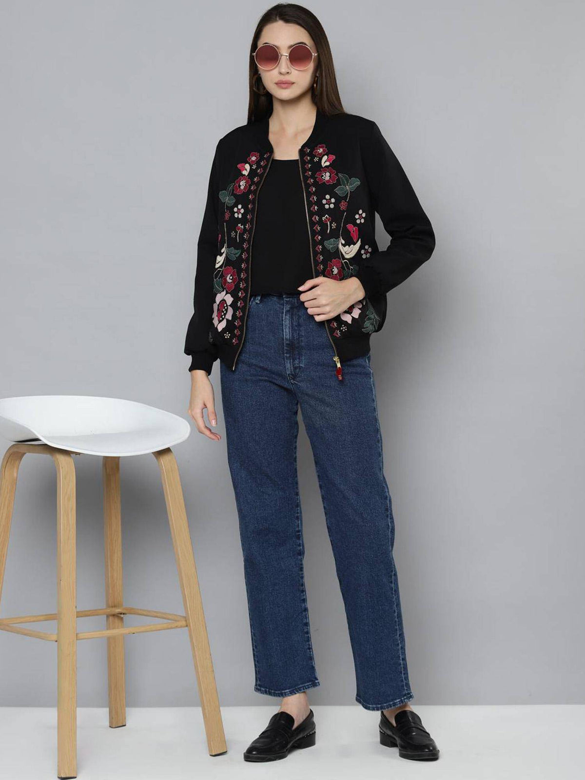 Black Embroidered Bomber Jacket | JC78 - view 4