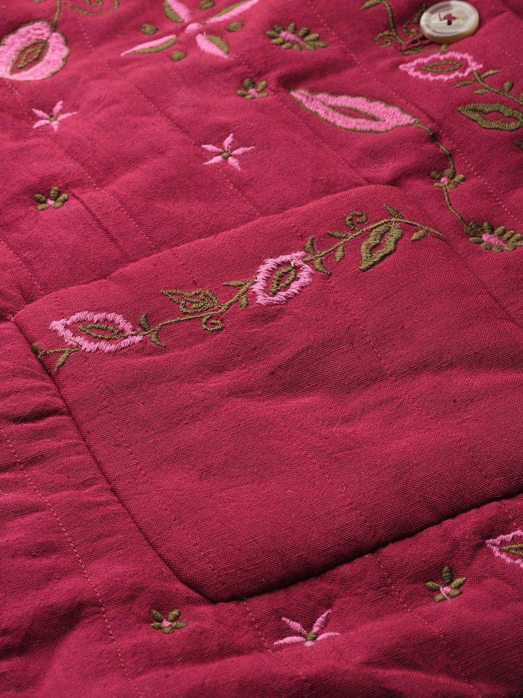Quilted Maroon Embroidered Jacket | JC78 - view 6