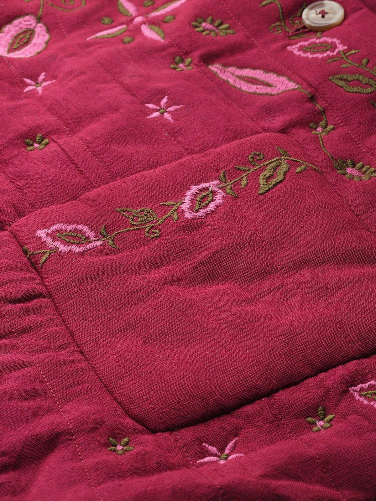 Quilted Maroon Embroidered Jacket | JC78 - view 6