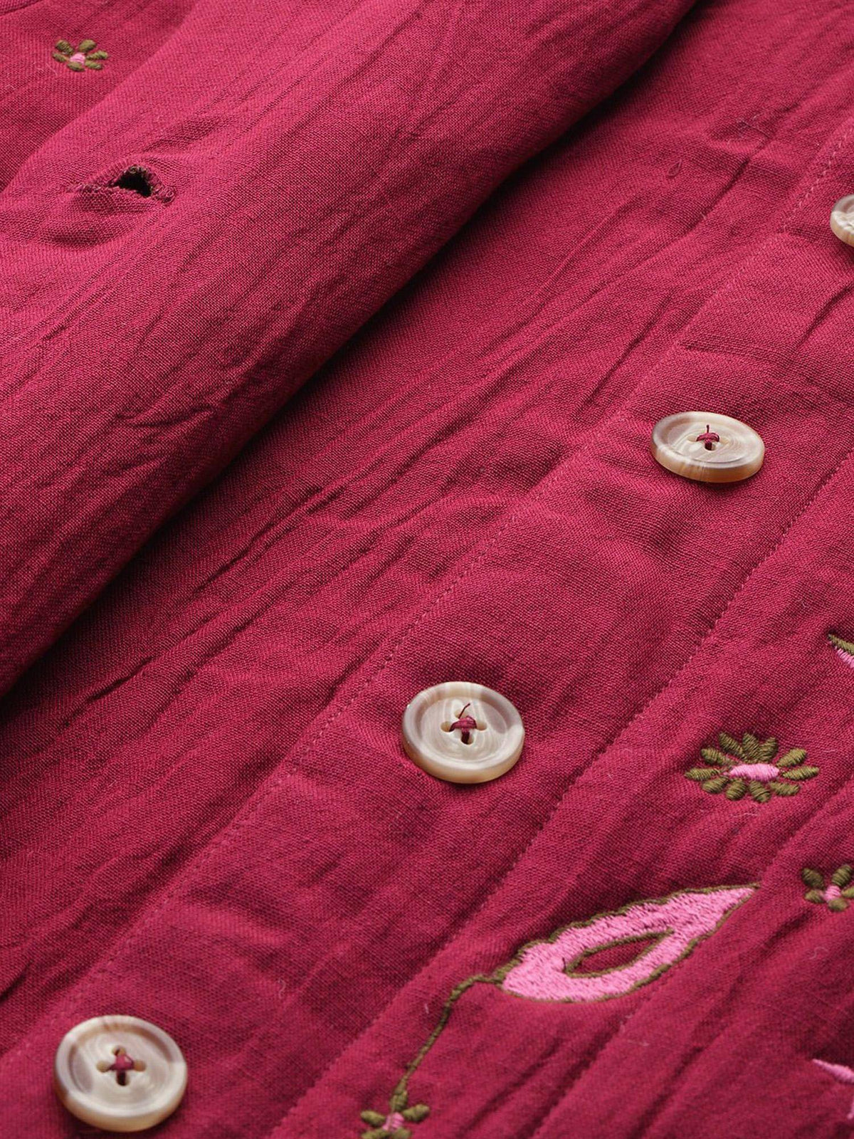 Quilted Maroon Embroidered Jacket | JC78 - view 7