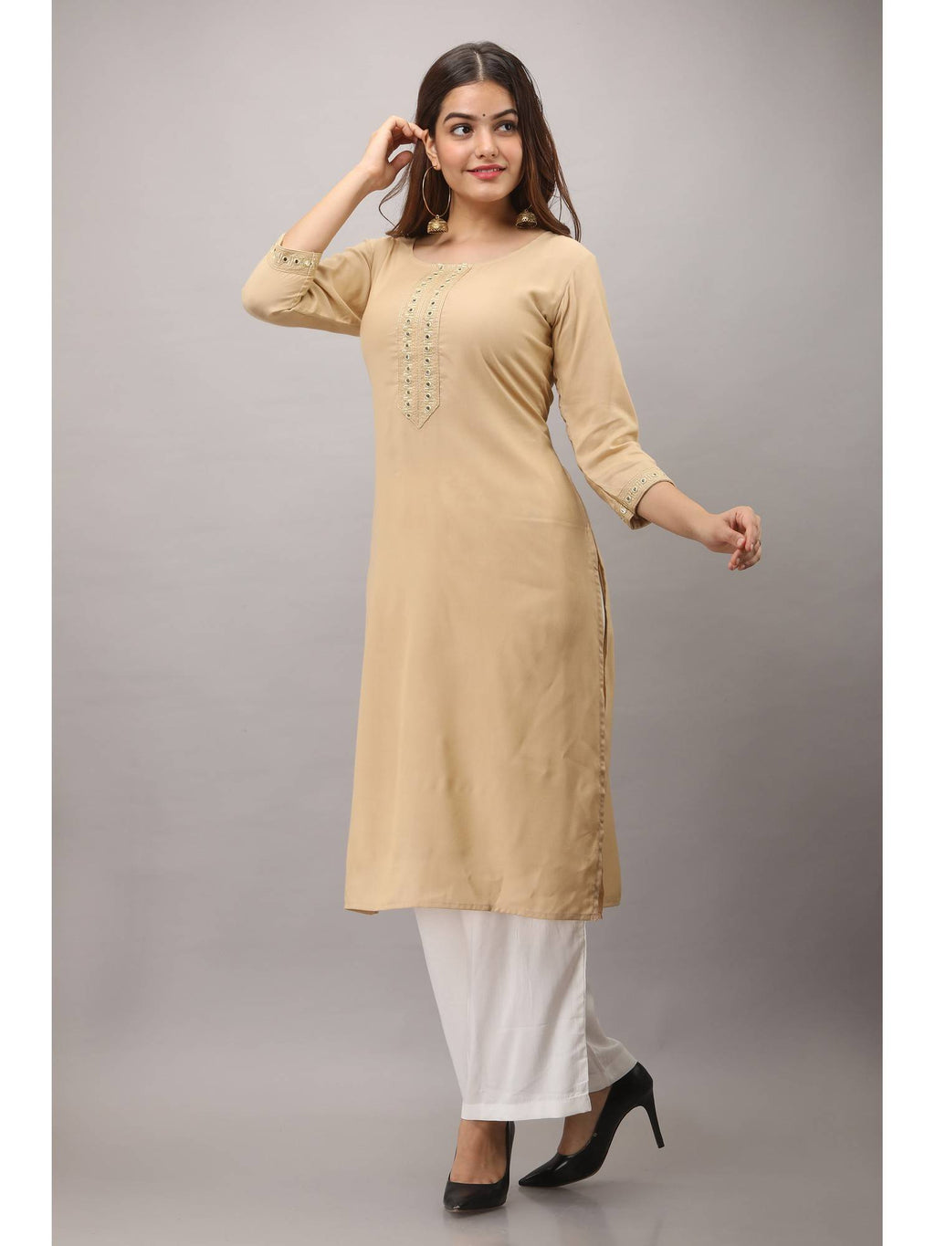 Rayon Straight Solid White Kurta | KDG - view 16