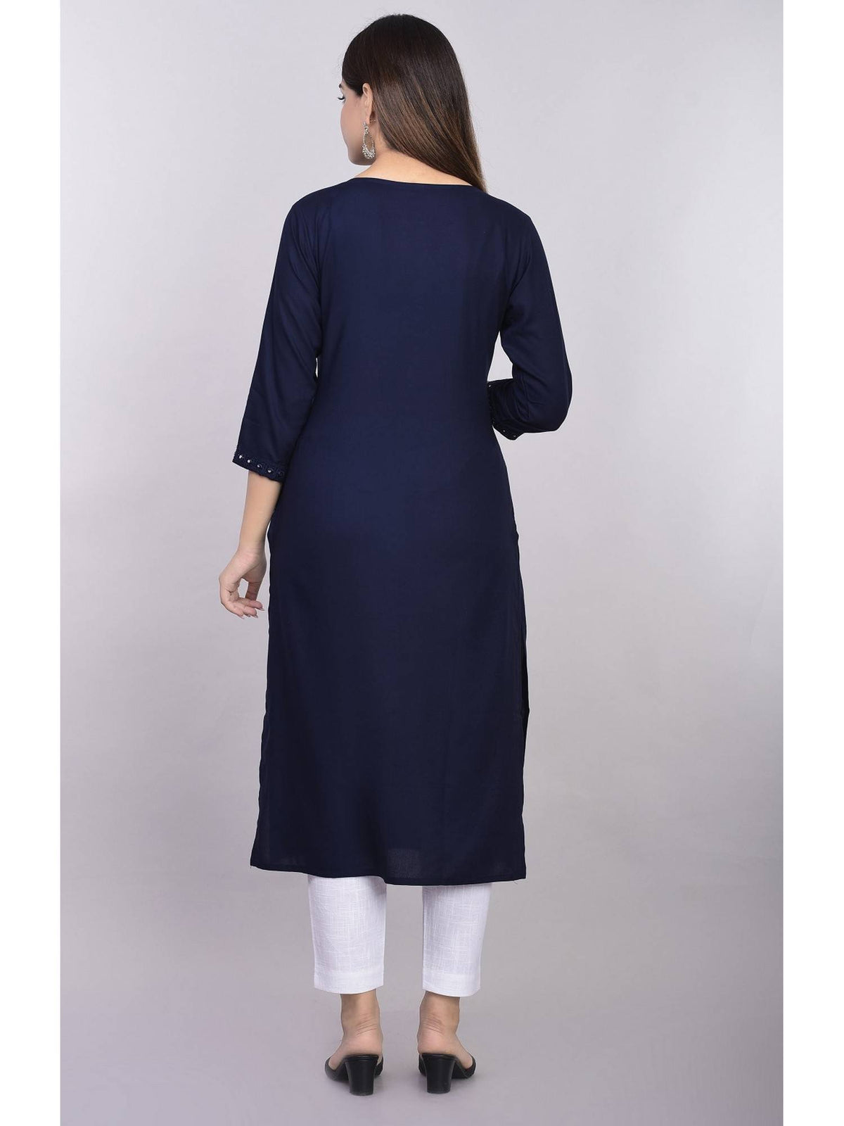 Rayon Straight Solid White Kurta | FY93 - view 18