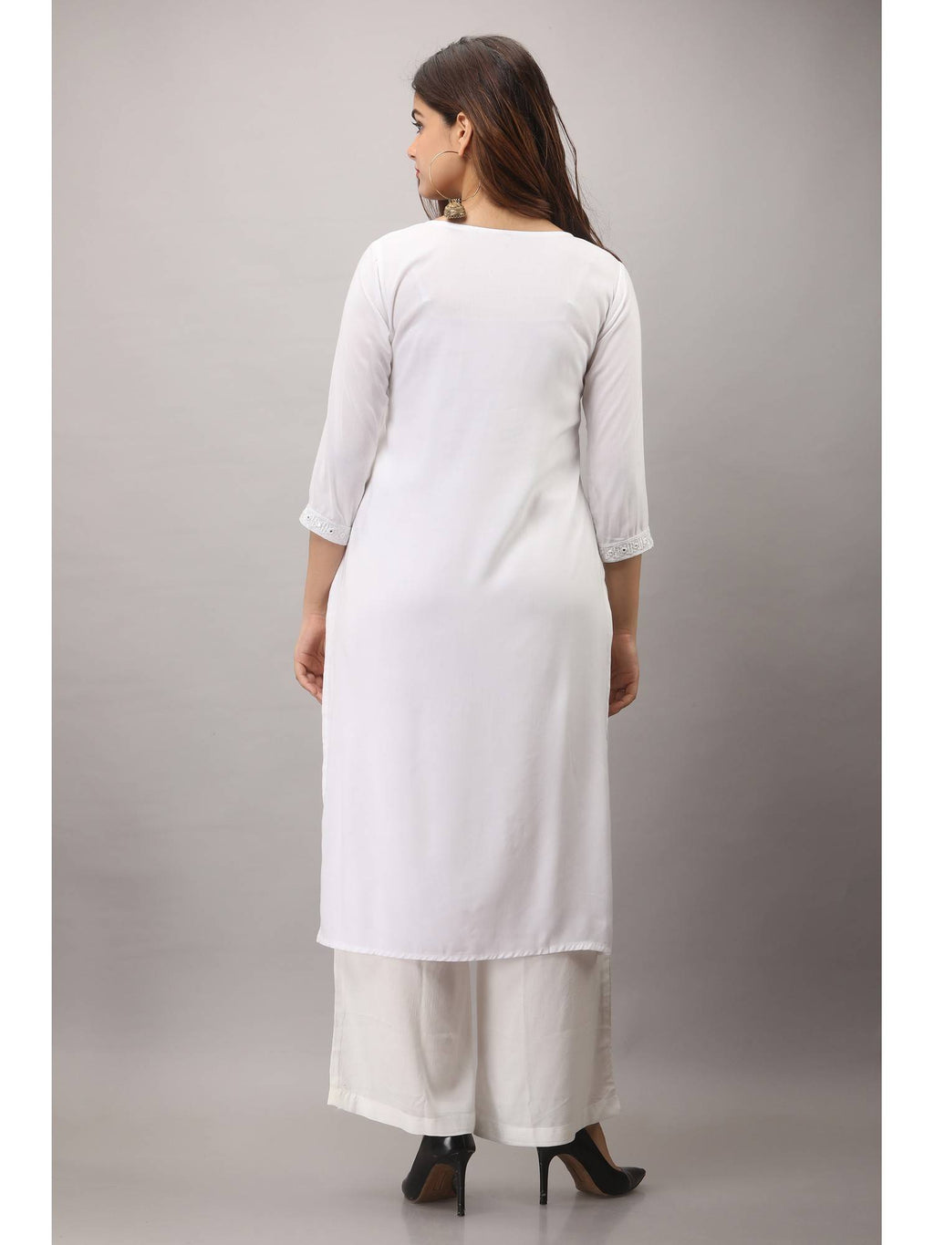 Rayon Straight Solid White Kurta | KDG - view 2
