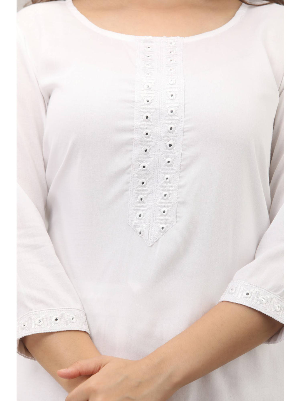Rayon Straight Solid White Kurta | KDG - view 3