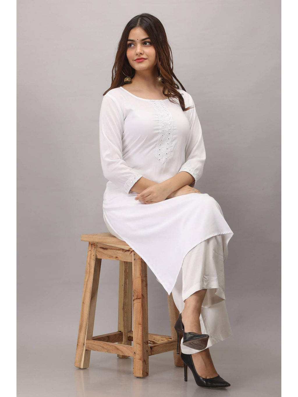 Rayon Straight Solid White Kurta | FY93 - view 5