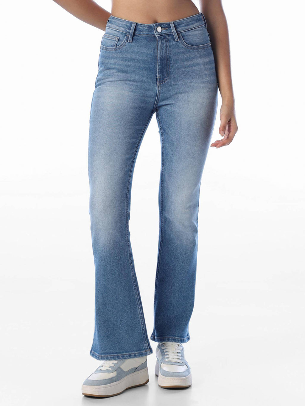 Womens Solid Bootcut Fit Blue Jeans | BT10 - view 1