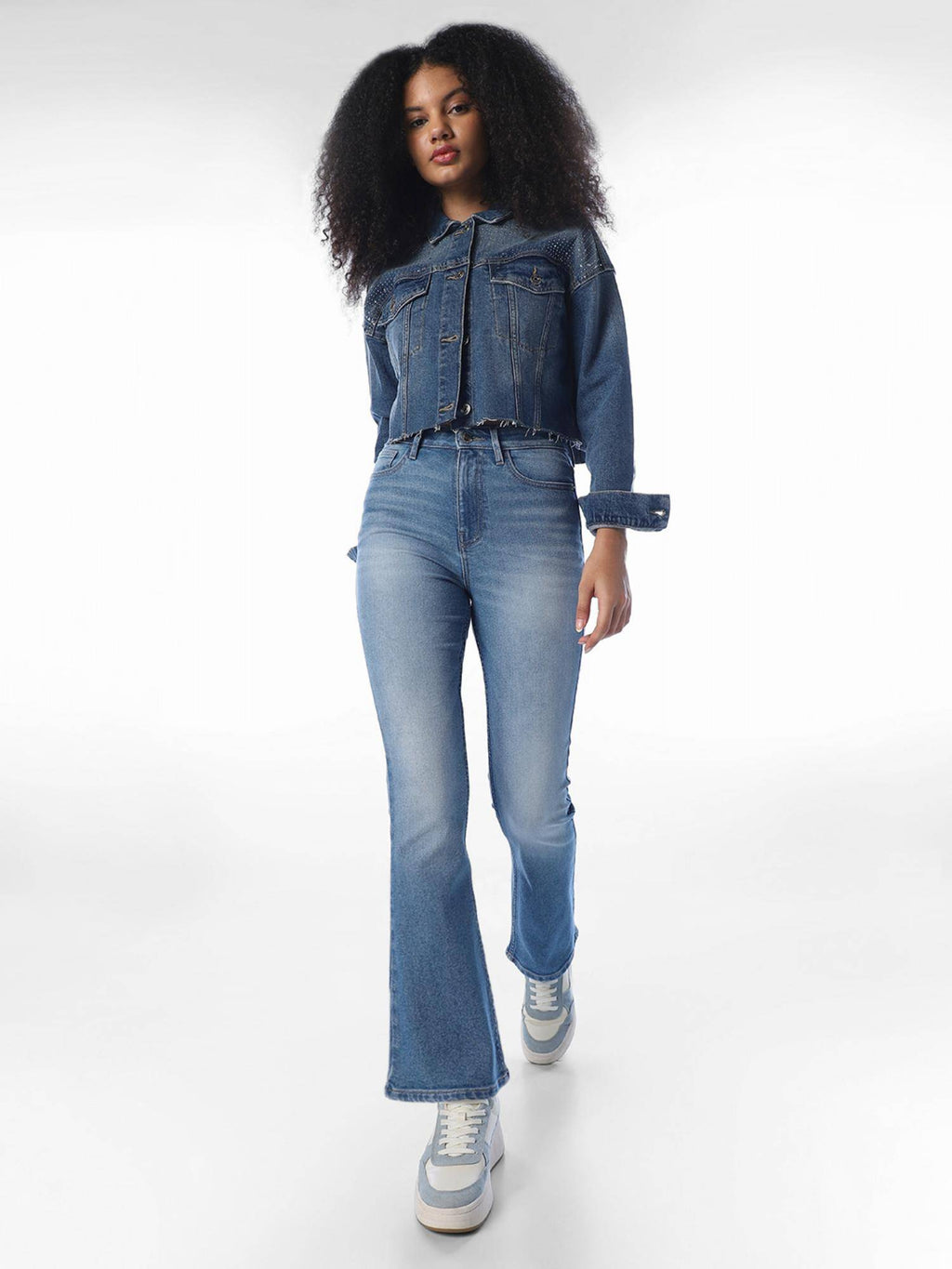 Womens Solid Bootcut Fit Blue Jeans | BT10 - view 2