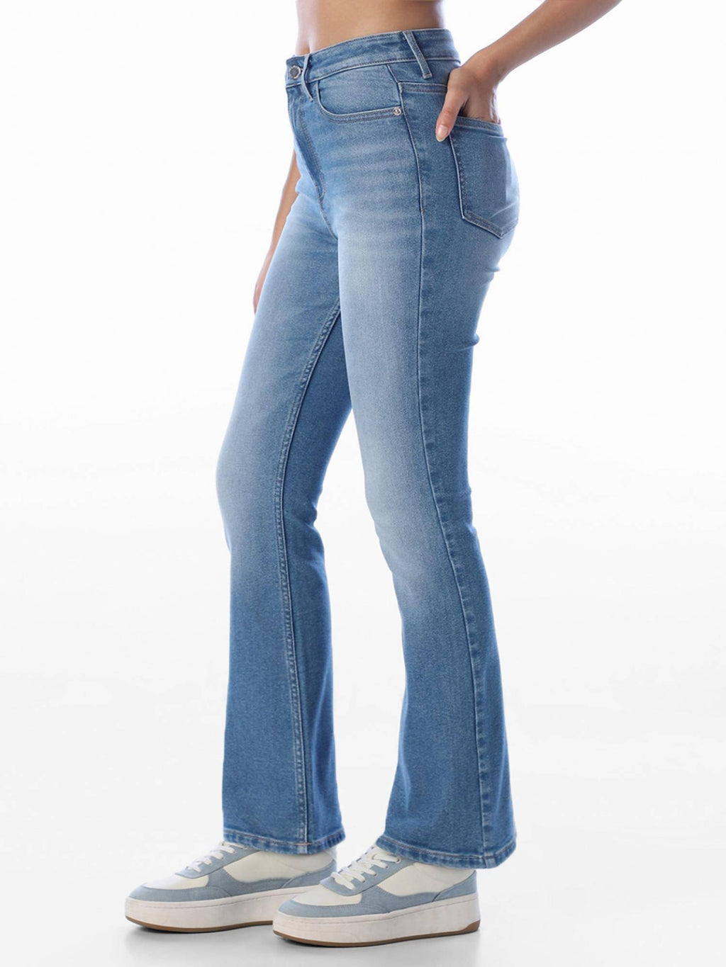 Womens Solid Bootcut Fit Blue Jeans | BT10 - view 4