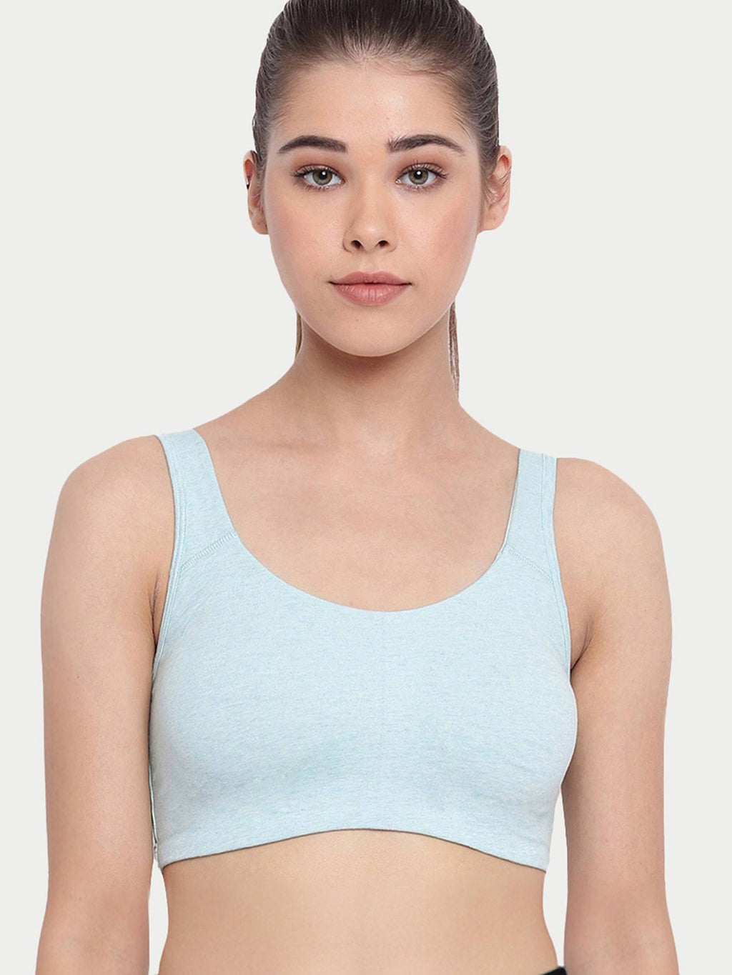 SB06 Low Impact Cotton Sports Non-Padded & Wirefree Bra - Blue | sb09 - view 1