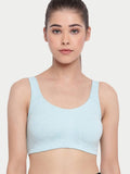 SB06 Low Impact Cotton Sports Non-Padded & Wirefree Bra - Blue | sb09 - view 1