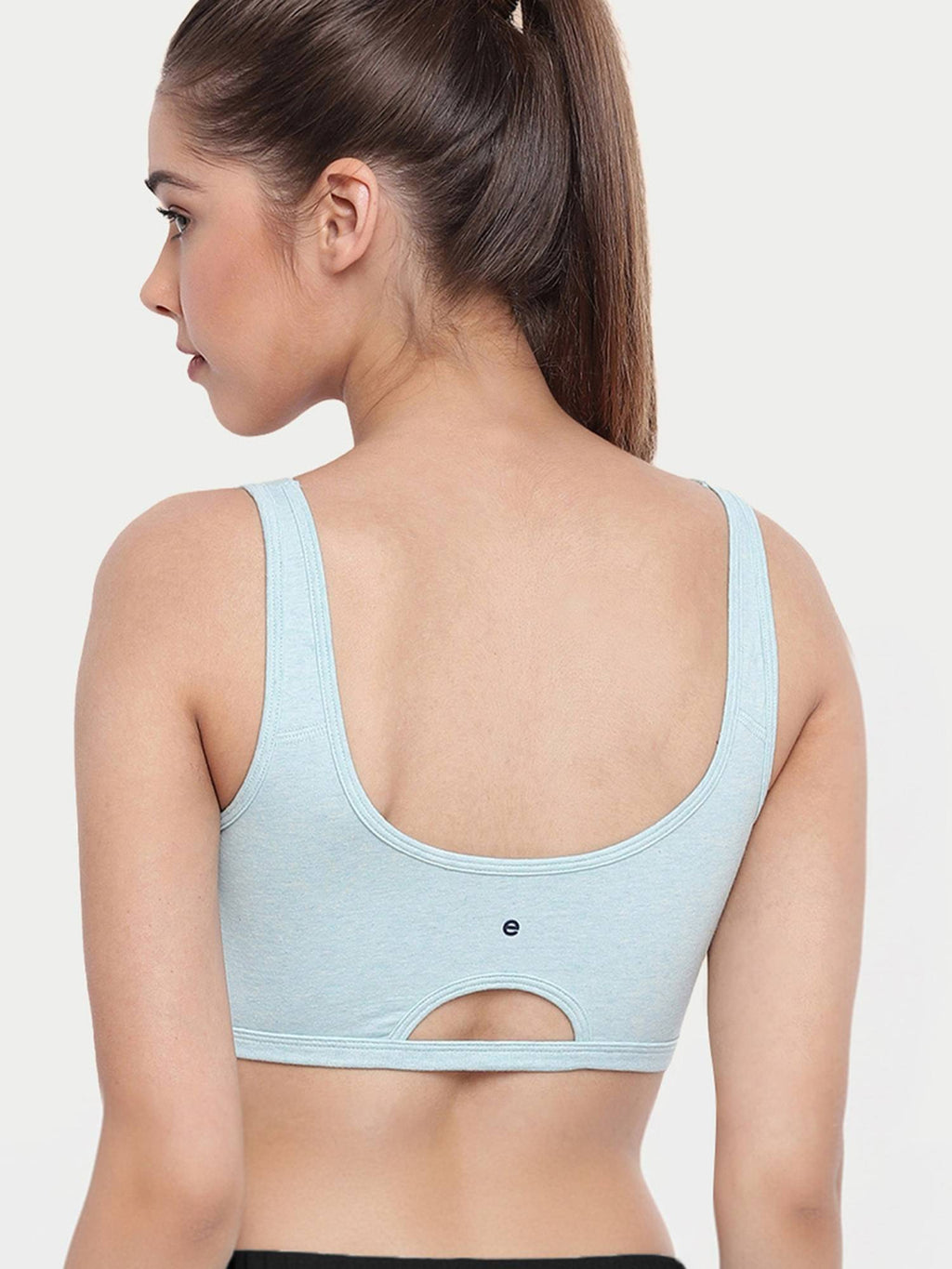 SB06 Low Impact Cotton Sports Non-Padded & Wirefree Bra - Blue | sb09 - view 2