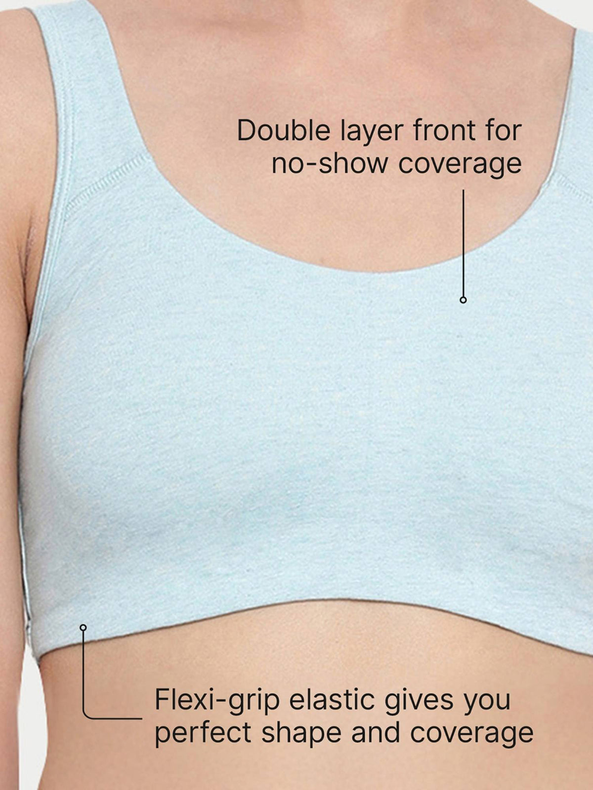 SB06 Low Impact Cotton Sports Non-Padded & Wirefree Bra - Blue | sb09 - view 5