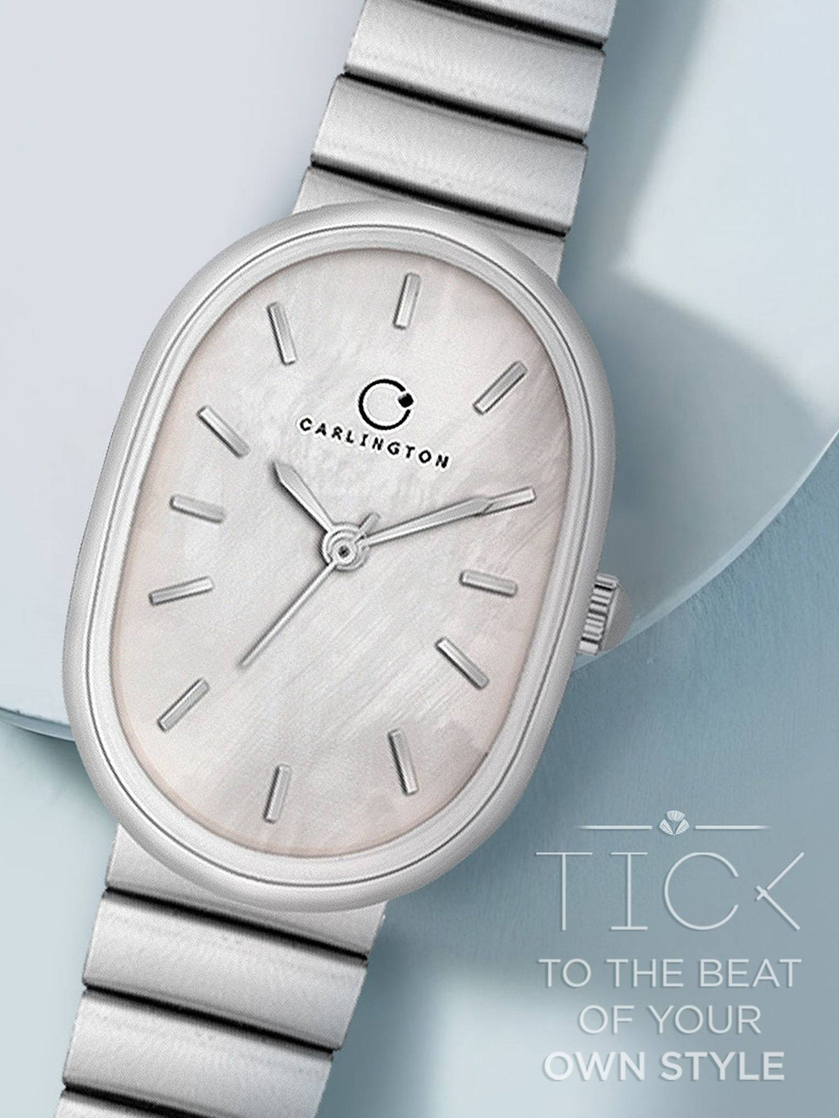 Women Silver Stainless Steel Oval Dial Watch (Iconic 203Silver) | W92 - view 1