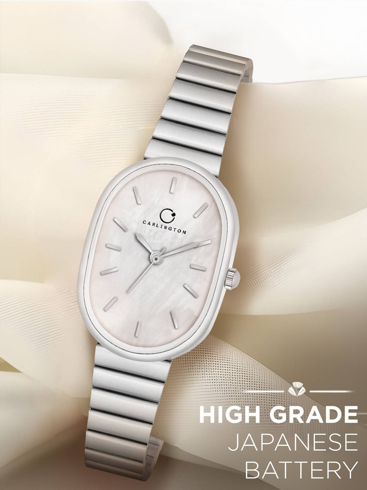 Women Silver Stainless Steel Oval Dial Watch (Iconic 203Silver) | W92 - view 4