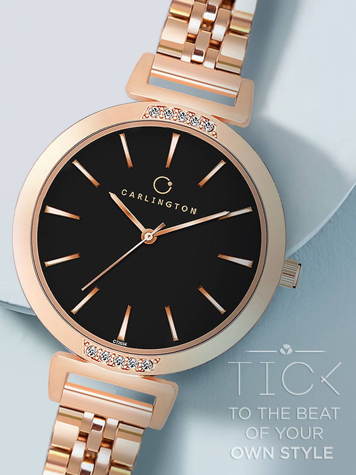 Women Rose Gold Stainless Steel Round Dial Watch (Iconic 2034 Rose Gold) | W92 - view 5