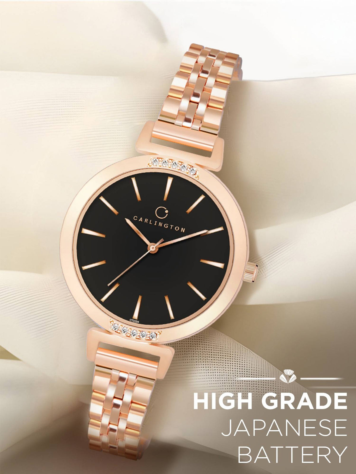 Women Rose Gold Stainless Steel Round Dial Watch (Iconic 2034 Roseblack) | W92 - view 4