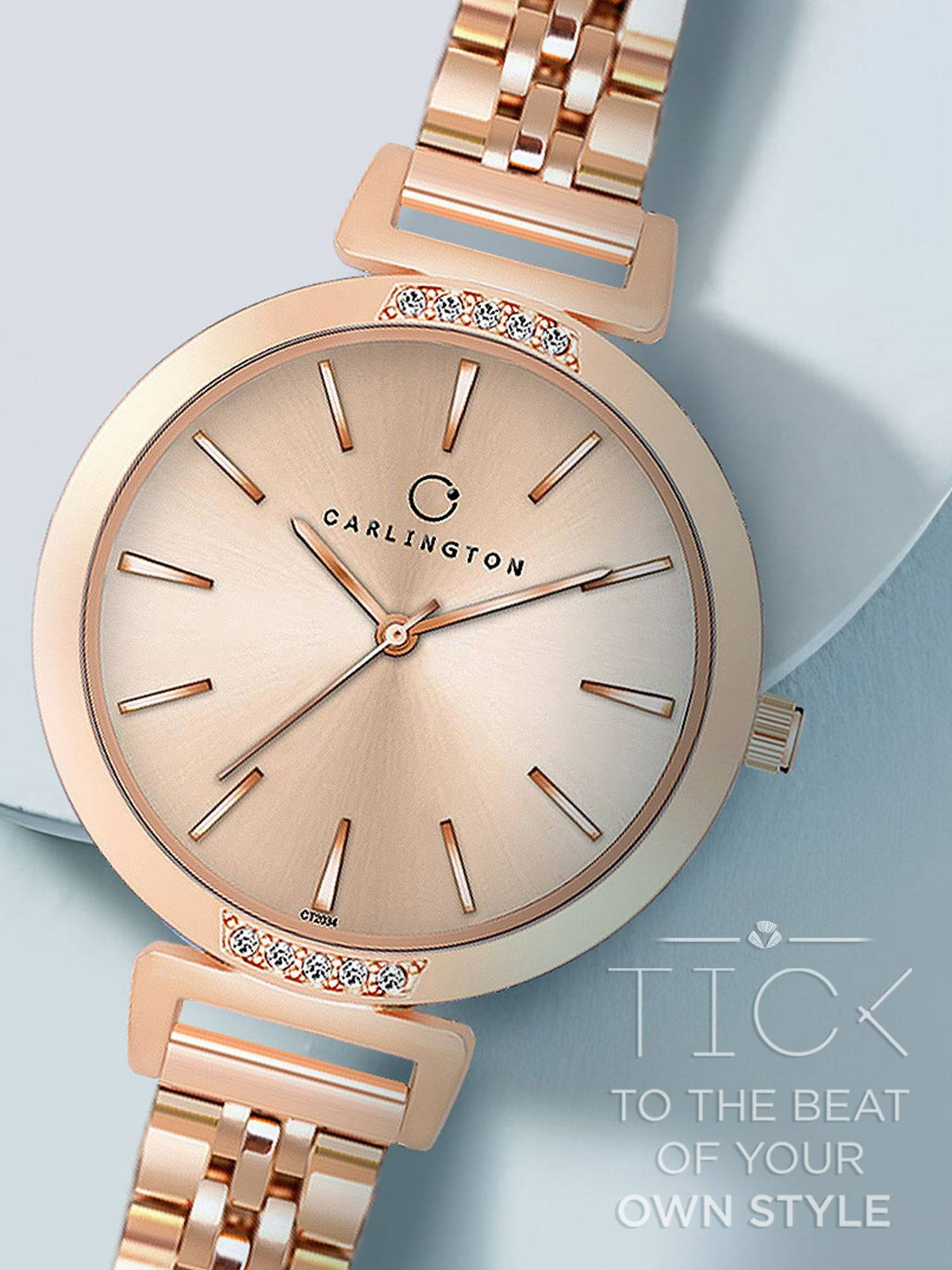 Women Rose Gold Stainless Steel Round Dial Watch (Iconic 2034 Roseblack) | W92 - view 5