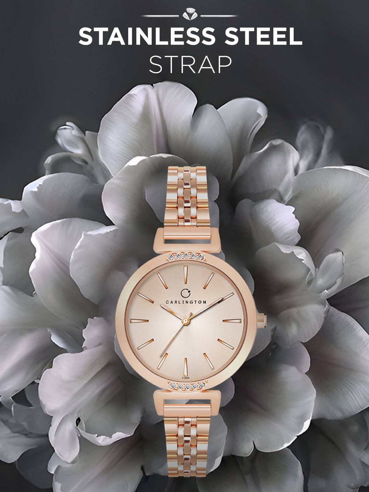 Women Rose Gold Stainless Steel Round Dial Watch (Iconic 2034 Rose Gold) | W92 - view 2