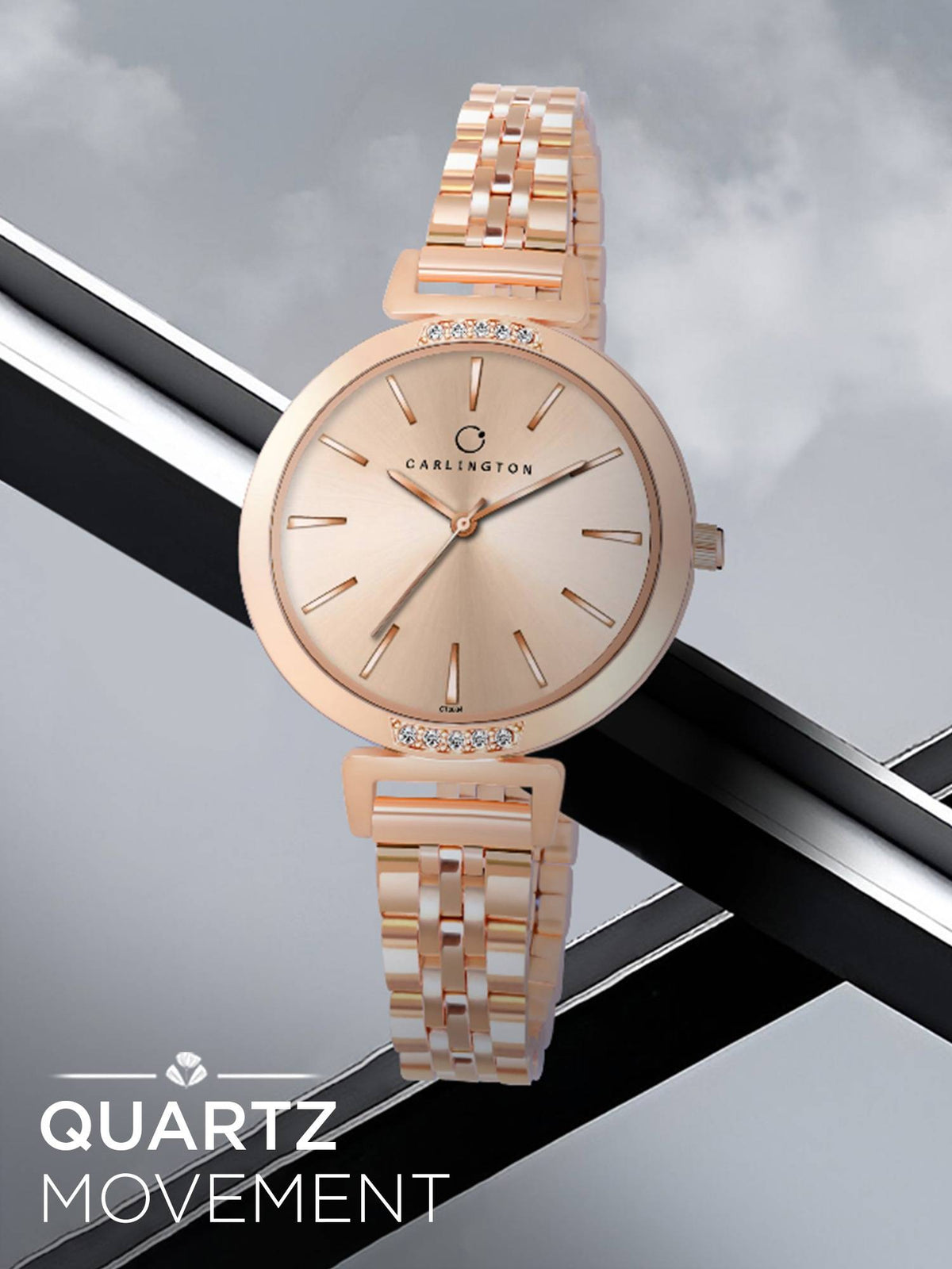 Women Rose Gold Stainless Steel Round Dial Watch (Iconic 2034 Rose Gold) | W92 - view 3