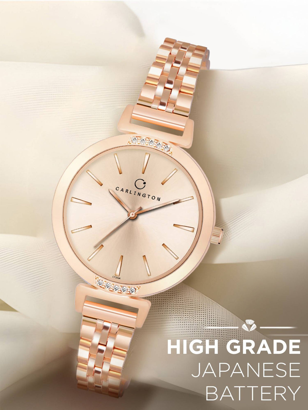 Women Rose Gold Stainless Steel Round Dial Watch (Iconic 2034 Rose Gold) | W92 - view 4