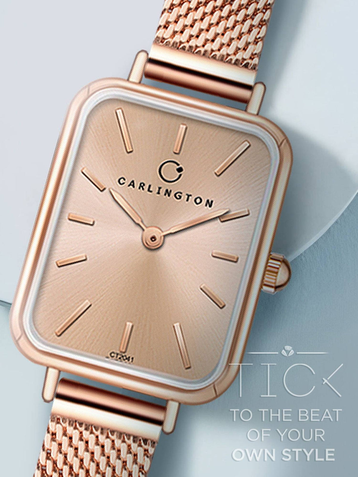 Women Rose Gold Stainless Steel Rectangular Dial Watch (Iconic 204Rosegold) | W92 - view 1