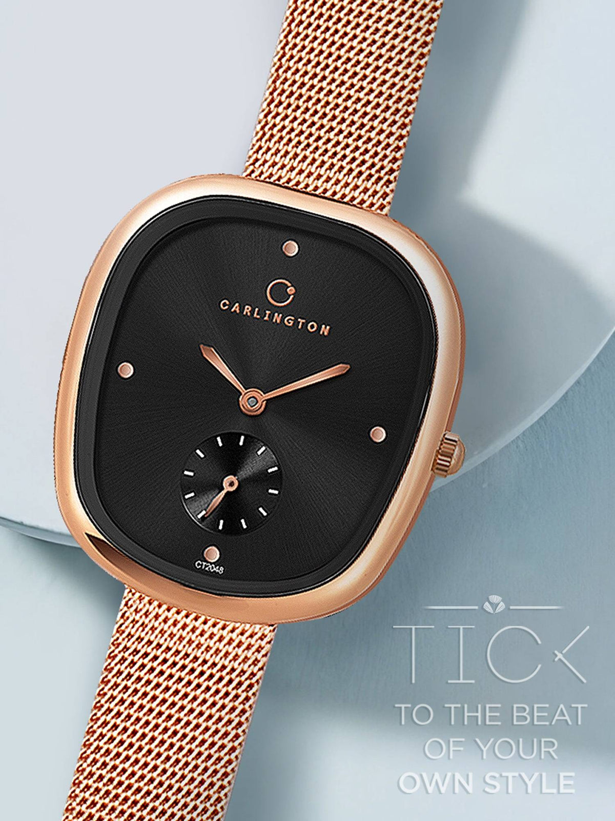 Women Rose Gold Stainless Steel Square Dial Watch (Iconic 2048 Roseblack) | W92 - view 1
