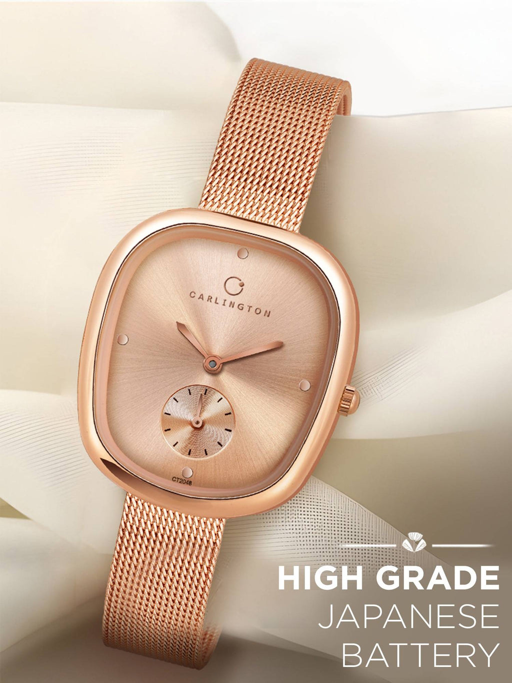 Women Rose Gold Stainless Steel Square Dial Watch (Iconic 2048 Roseblack) | W92 - view 12