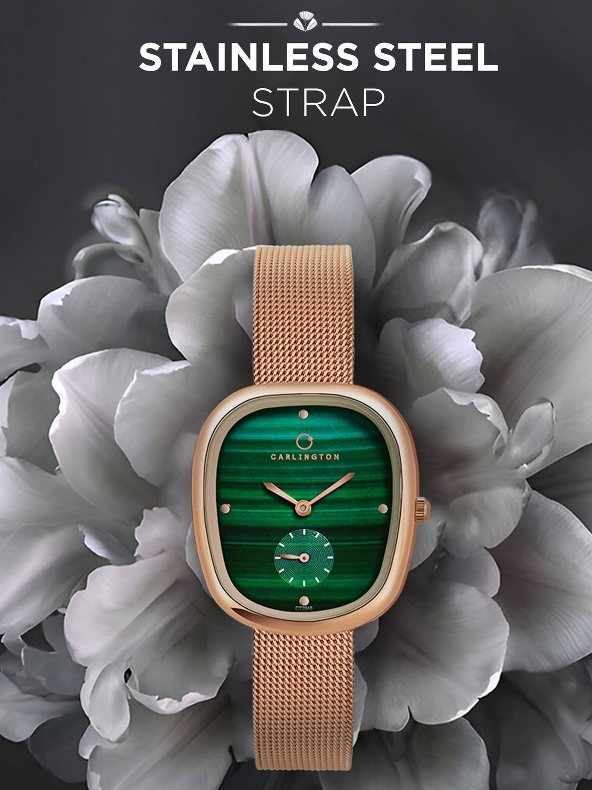 Women Rose Gold Stainless Steel Square Dial Watch (Iconic 2048 Roseblack) | W92 - view 6
