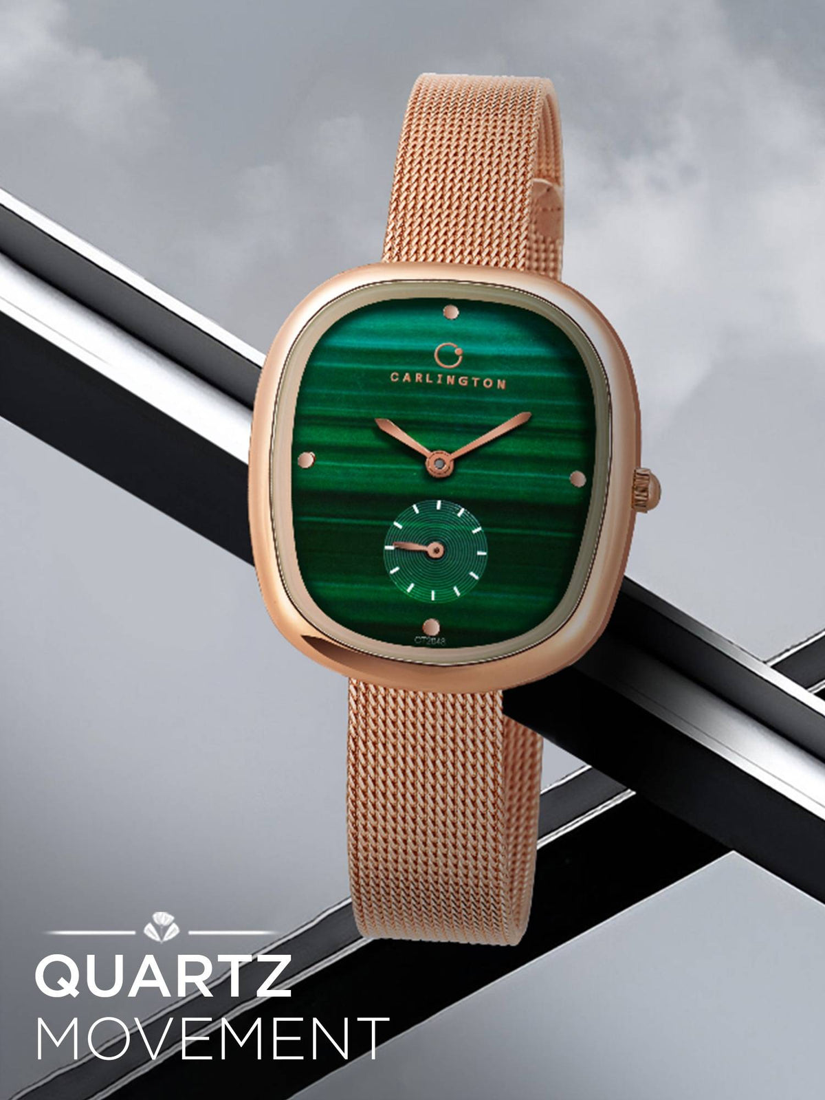 Women Rose Gold Stainless Steel Square Dial Watch (Iconic 2048 Roseblack) | W92 - view 7