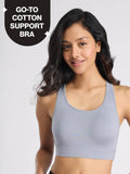 Everyday Cotton Sports Bra with Moulded Removable Cups for Walking& Yoga NYK059 Blue | sb09 - view 1