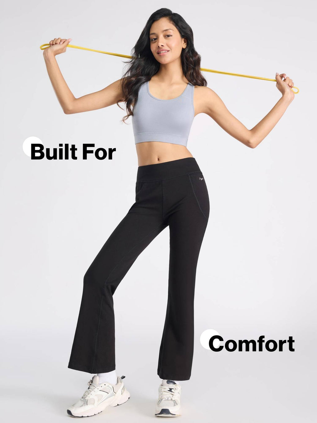 Cotton Slip-On Sports Bra with Moulded Removable Cups for Yoga & Walking NYK059 Black | sb09 - view 54