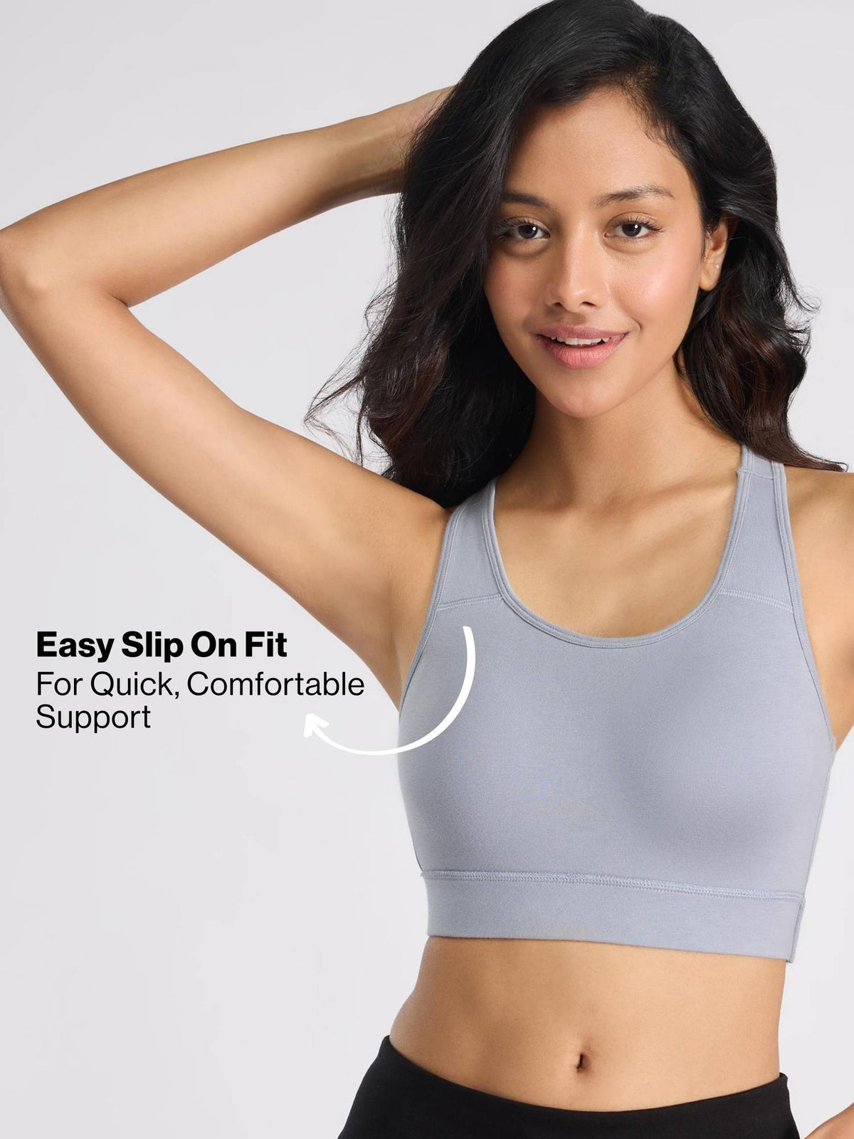 Everyday Cotton Sports Bra with Moulded Removable Cups for Walking& Yoga NYK059 Blue | sb09 - view 3