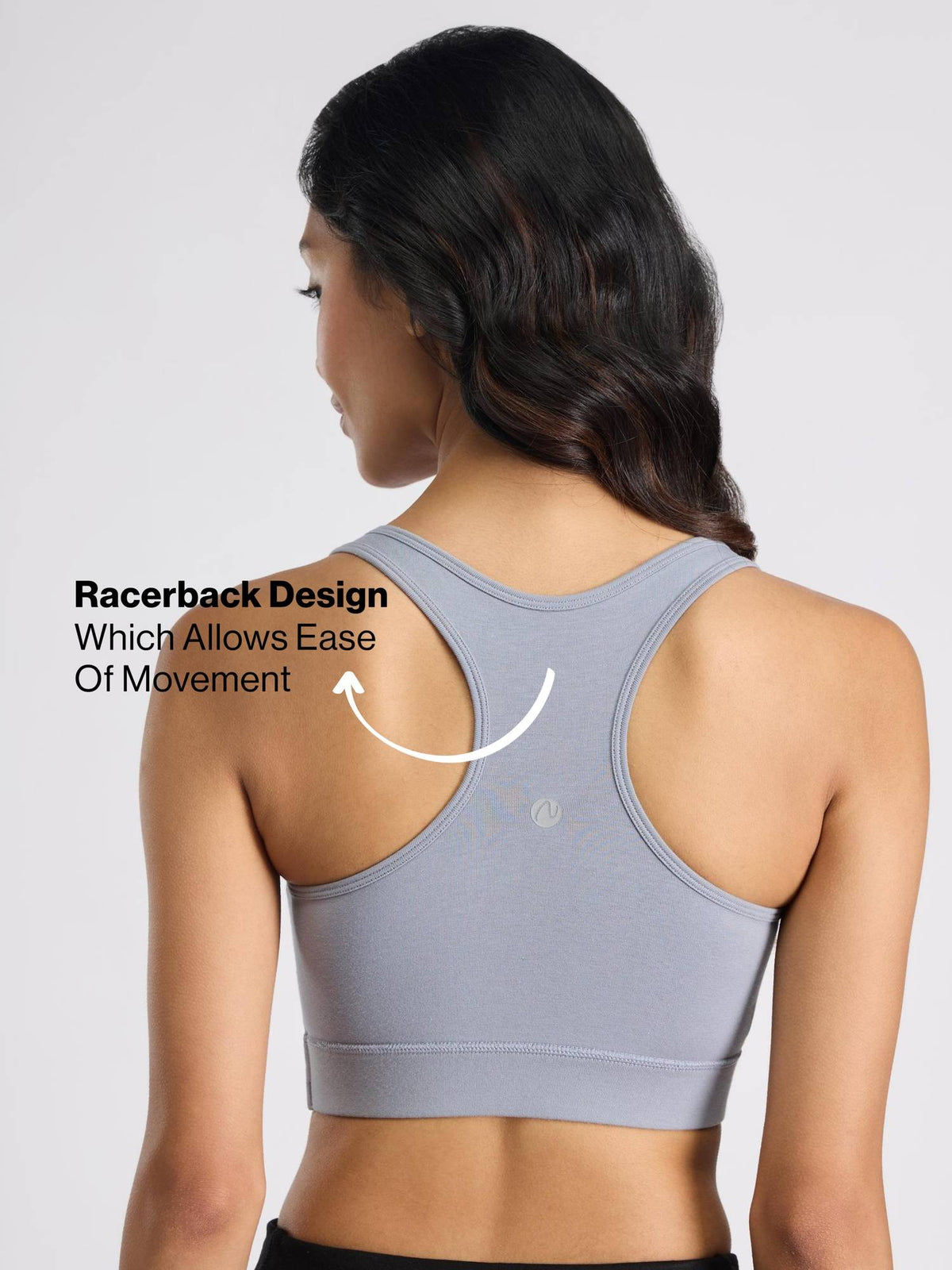 Cotton Slip On Sports Bra with Removable Cups NYK059 Navy | sb09 - view 43