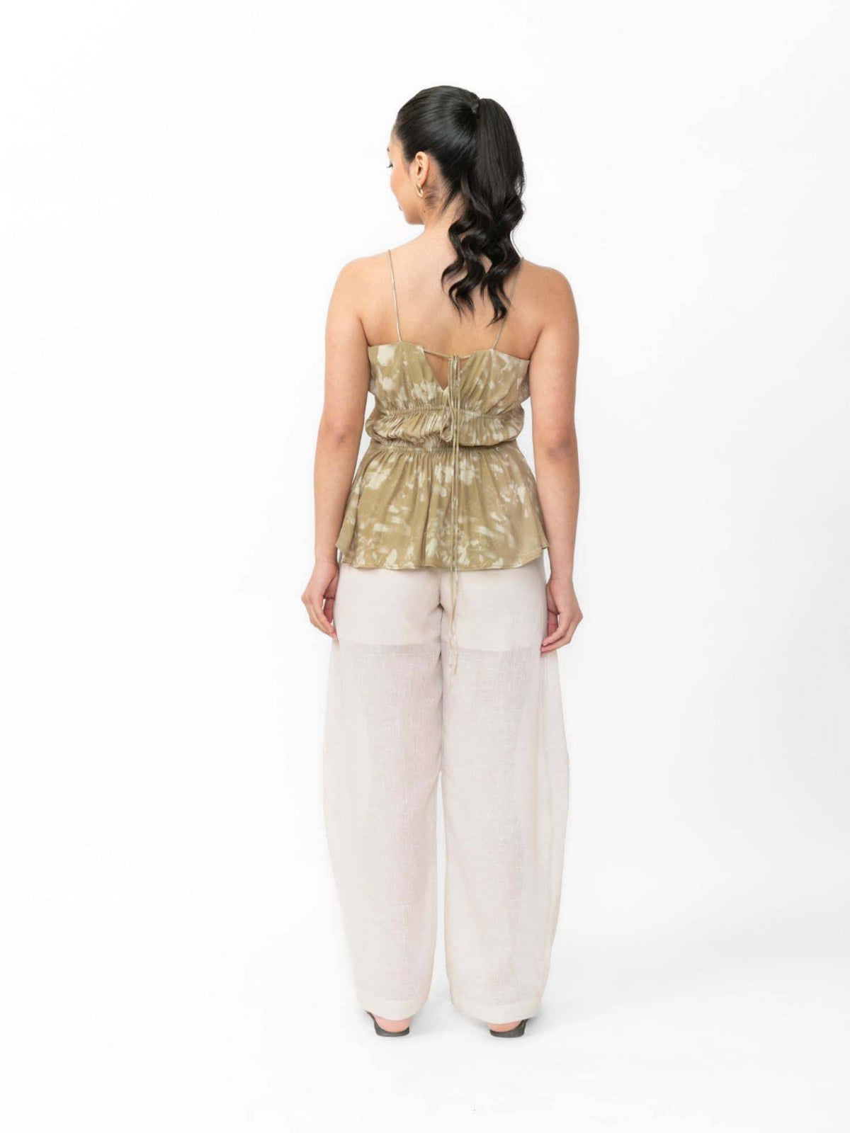 Printed Crepe Peplum Cami Top | pt51 - view 2